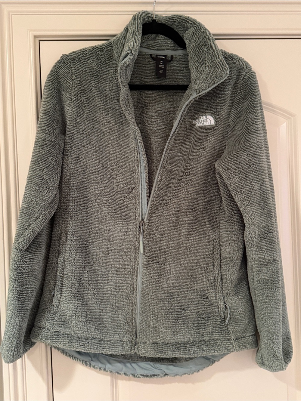 The north face plush full zip cozy fleece jacket sage green women’s medium